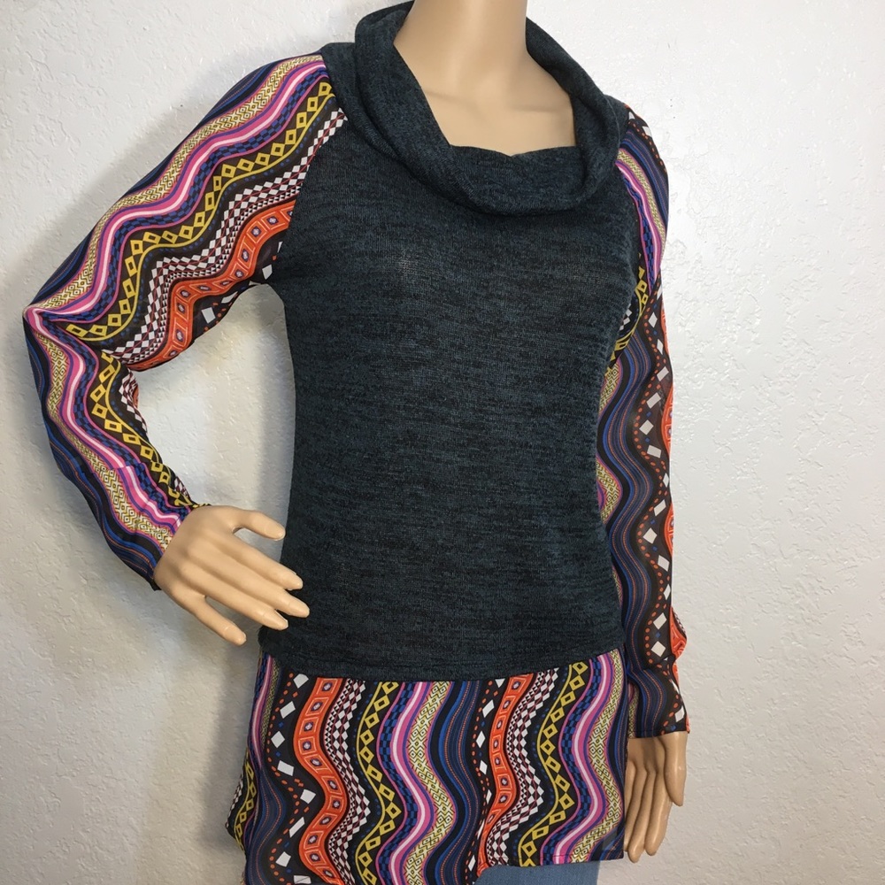 J Mode Cowl Neck Tunic Top